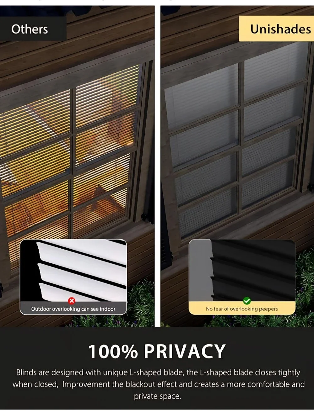 Black No-Drill Cellular Blackout Shade - Cordless Window Blind